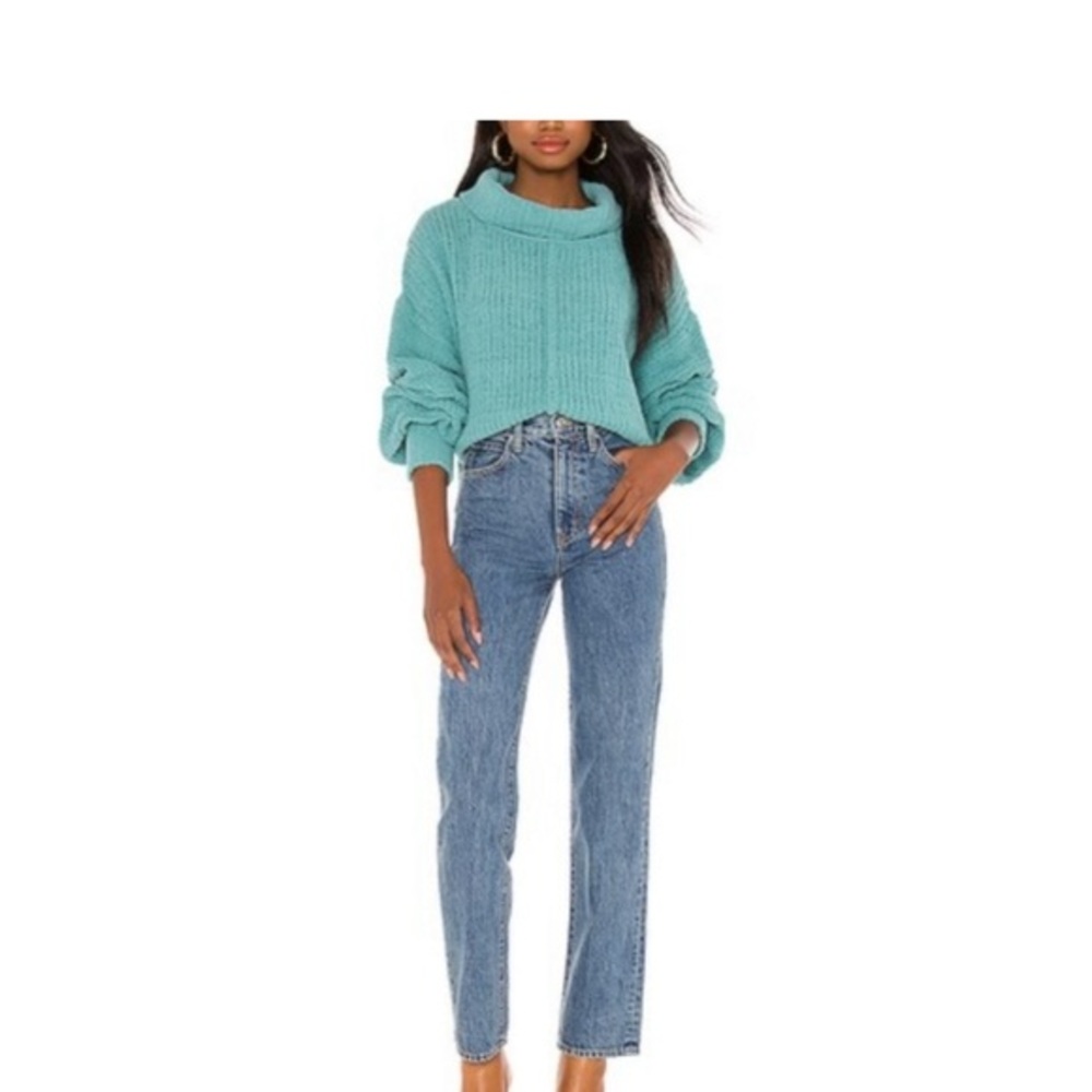 Free People Be Yours Pullover Aqua Emerald Blue Chunky‎ Knit small